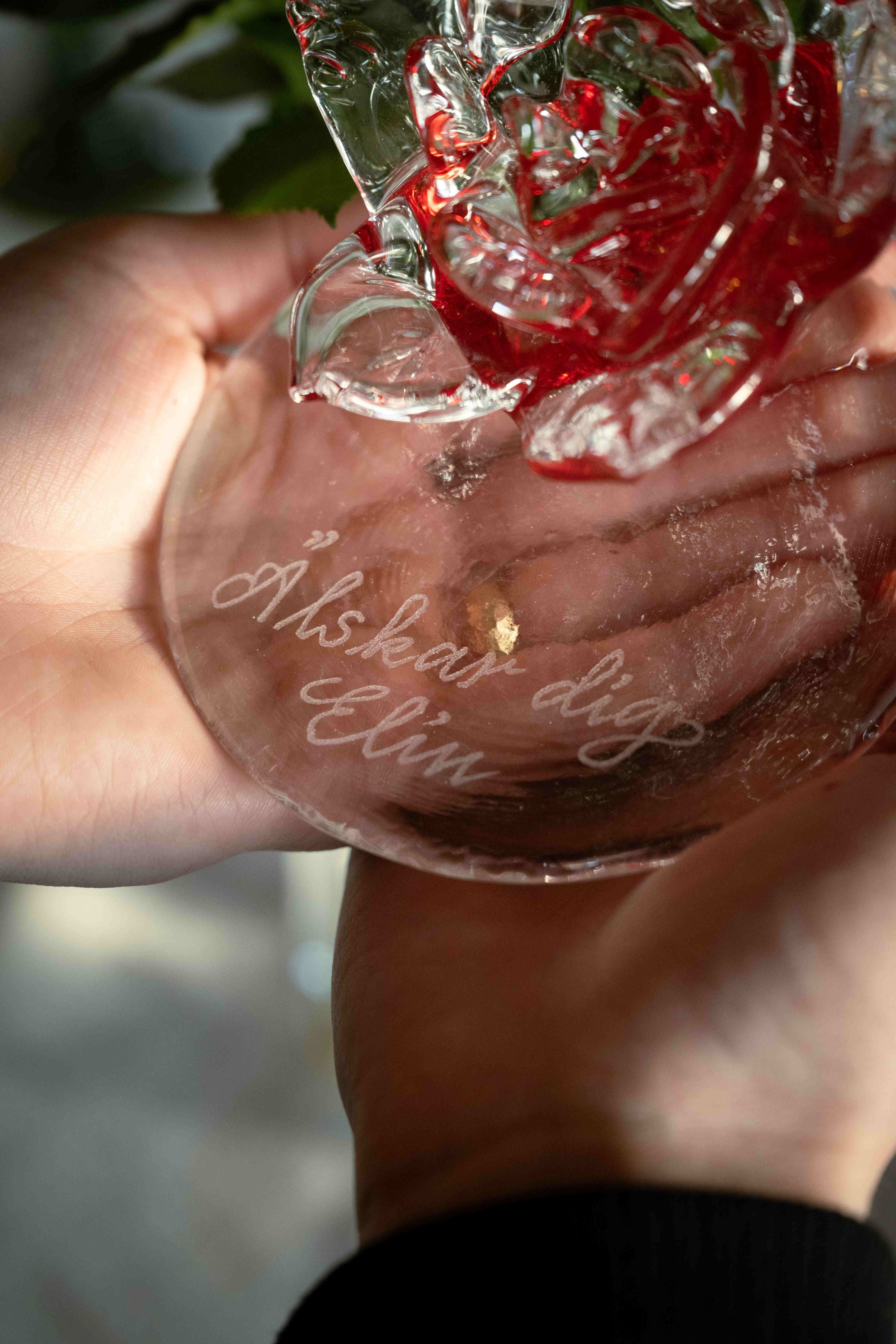 Eternity rose made of glass - Own engraving